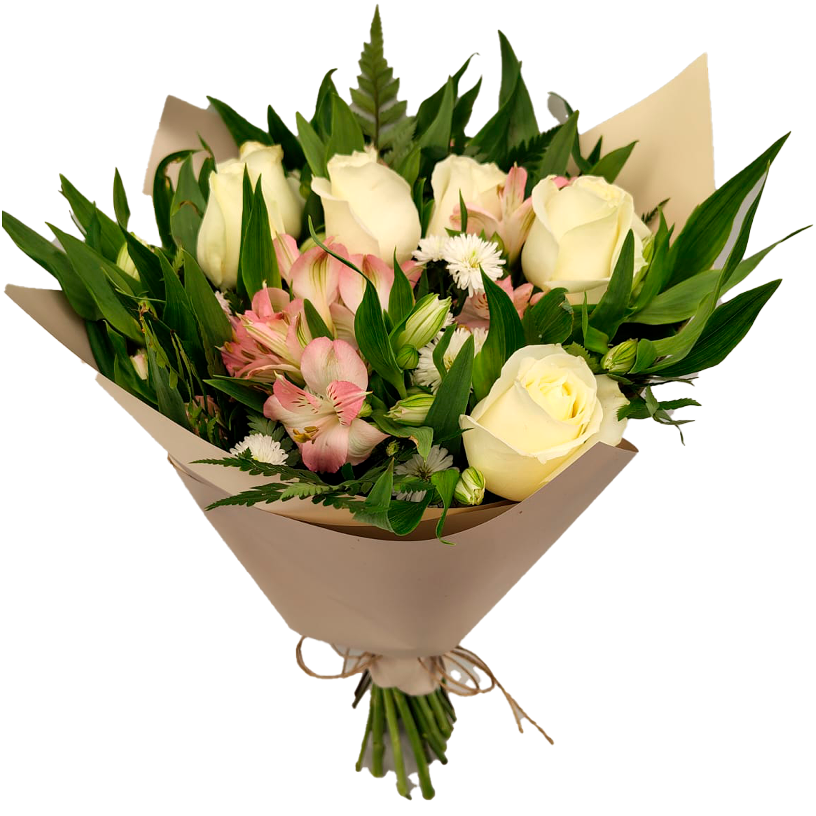 Buquê 6 Rosas Brancas